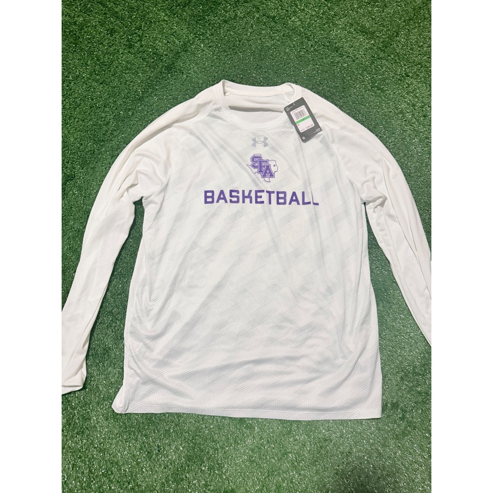 Under Armour SFA Basketball Long Sleeve Shirt Mens Large White 1351356 NWT